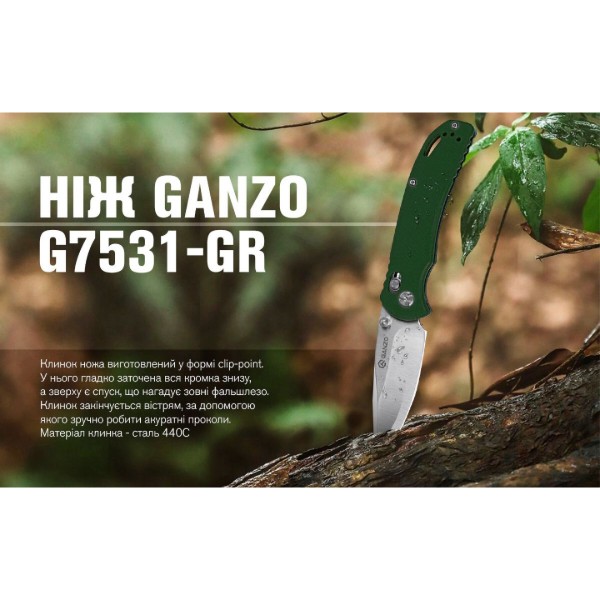 Фото - Ніж туристичний Ganzo G7531-GR